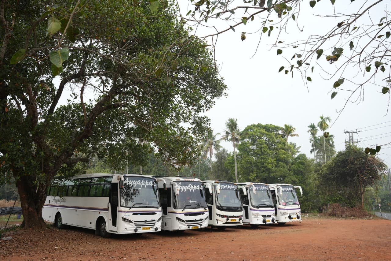 Ayyappas fleet parked under trees